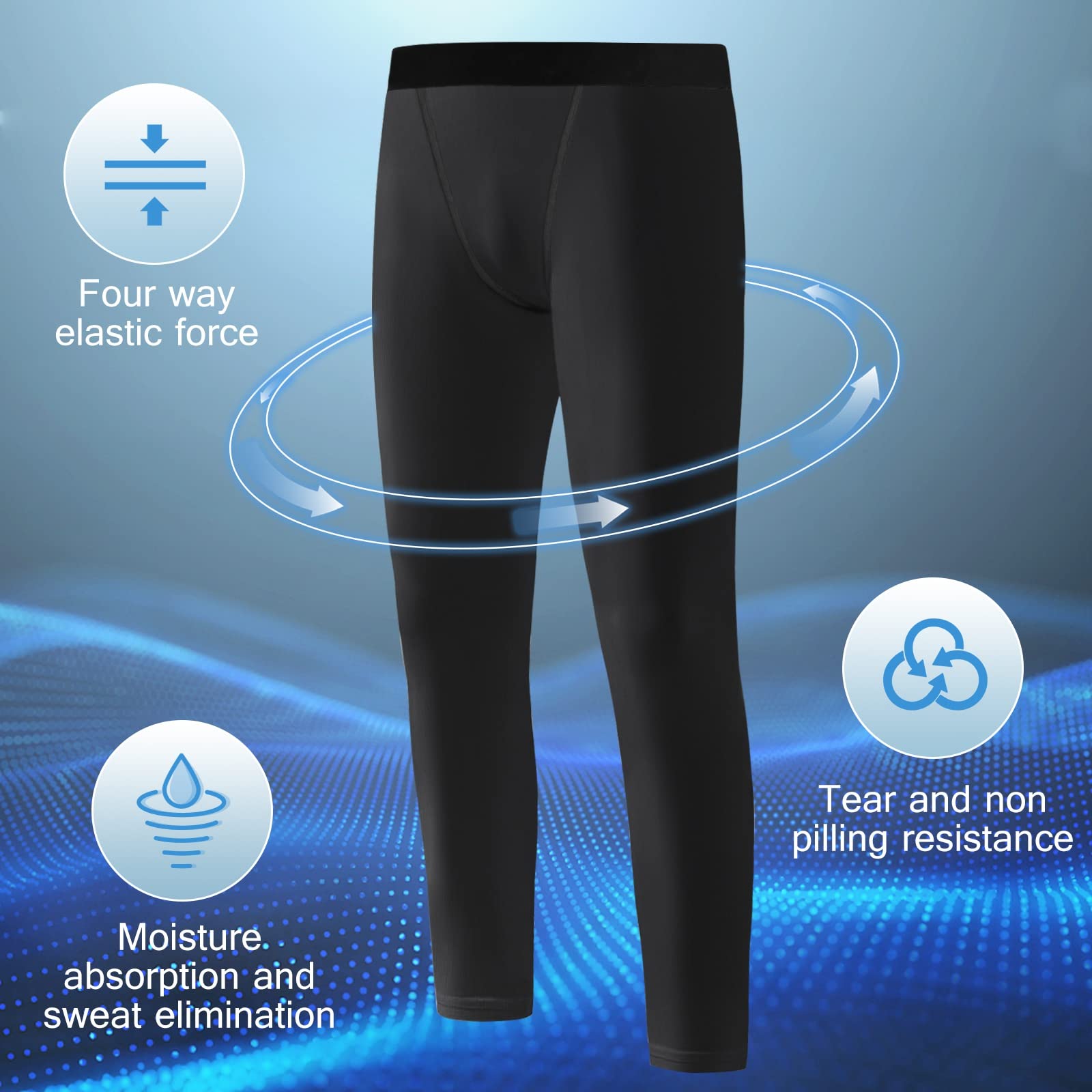 2-Pack Garçons Pantalons de Compression Leggings Collants Enfants Jeunes Sports sous-vêtements sous-vêtements sous-vêtements Équipement Sportif