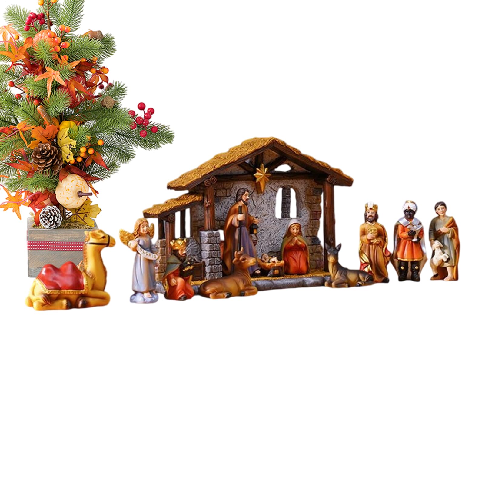 Genérico Belenes - Figuras Navideñas Pesebre Decoración - Decoración para Hogar Jardín Terraza Escritorio Oficina Iglesia Mesa Dormitorio Salón