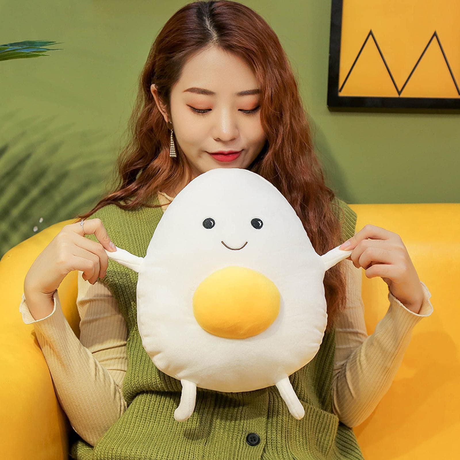 Peluche Huevo Largo Amarillo De 68 Cm | Almohada Redonda Y Suave Para Decoración Y Abrazos