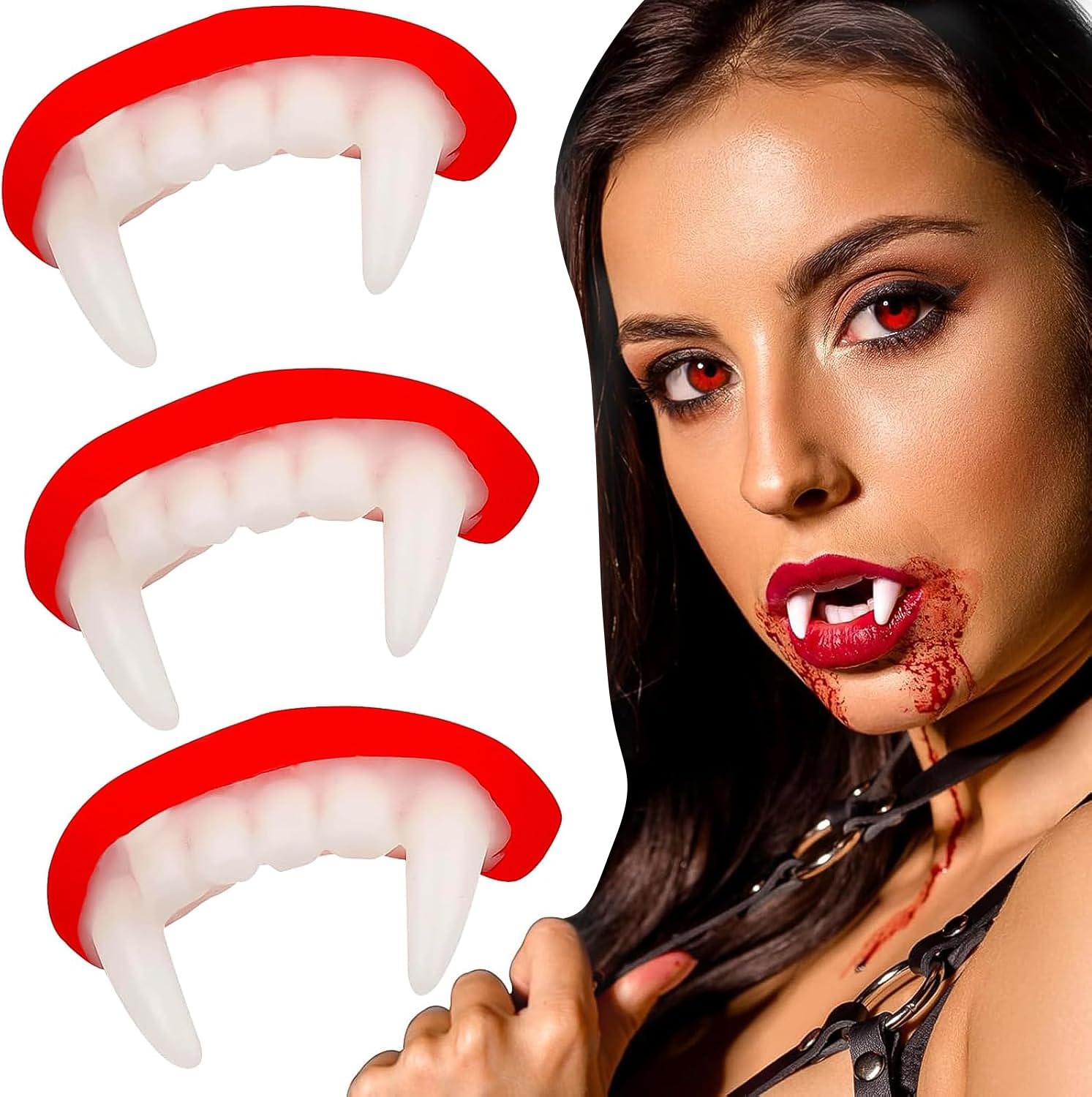 Denti Da Vampiro Retrattili Per Bambini - Zanne Realistiche Per Halloween E Carnevale, Pack Da 4 Pezzi - Foto 8