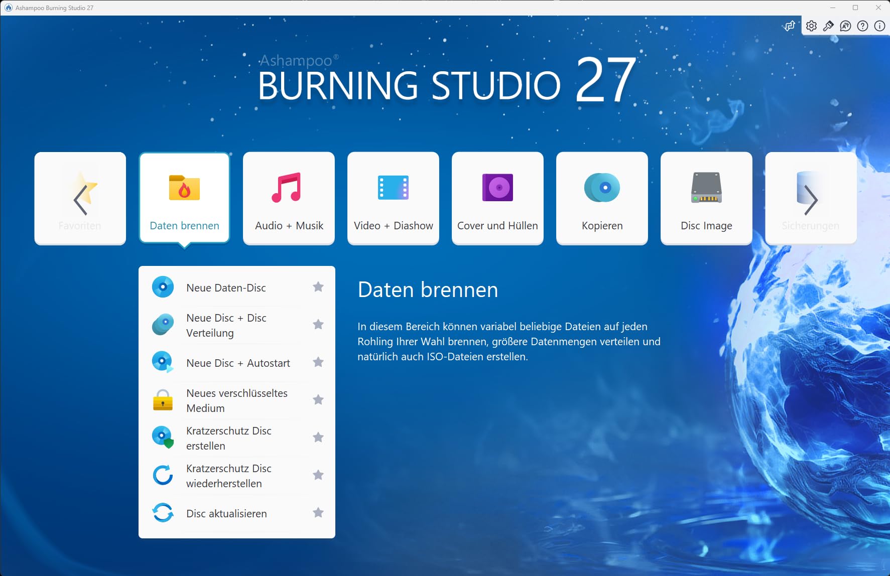 Ashampoo Burning Studio 27 – Brennprogramm, CDs, DVDs & Blu-ray brennen, kopieren, rippen und sichern | 1 Gerät | 1 Benutzer | PC Aktivierungscode per Product Key Card