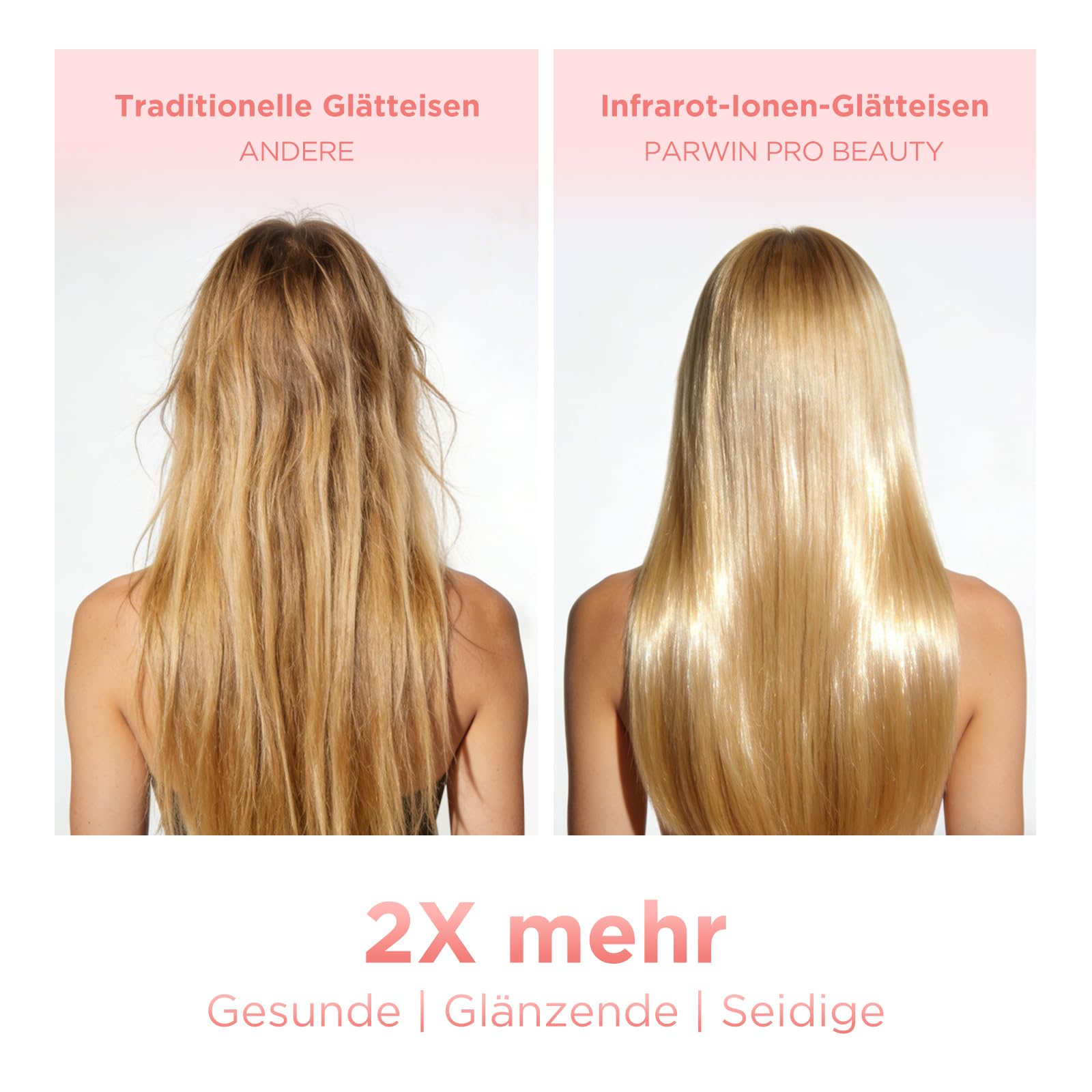 Plancha pelo infrarroja iónica 45 mm PARWIN PRO BEAUTY, placas anchas para cabello grueso, rizado, encrespado y largo, 14 temperaturas, color morado | PARWIN PRO BEAUTY - Plancha profesional para pelo grueso, rizado, rizado y largo, terapia infrarroja e i