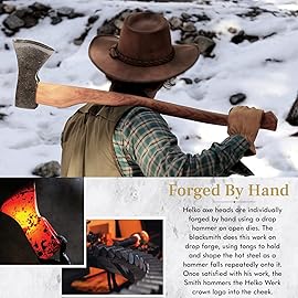 1844 Helko Werk Germany Traditional Bavarian Woodworker - Made in Germany Heavy Duty Felling and Cutting Axe, Large German Forest Axe - Head 3.5 lbs, Handle 31 in. (Bavarian) 13566
