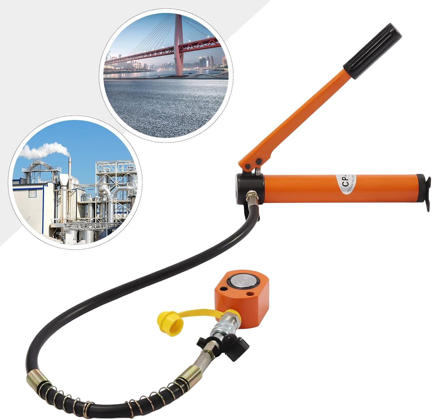 10-Tonnen Hydraulikpumpe & Wagenheber Set, 70MPa Hochdruck, Flachbau-Stahlzylinder für Auto-Reparatur, industrielles Heben, Biegen und Richten - Komplettes Profi-Werkzeug-Set