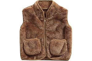 Toddler Girl Plaid Zipper Fur Vest