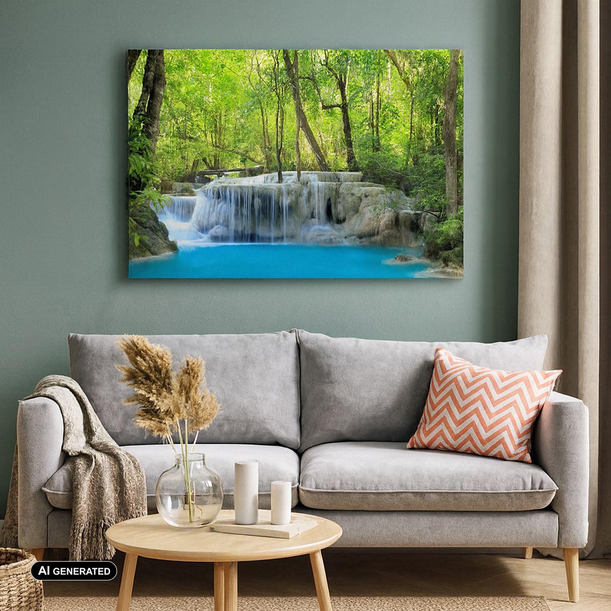 ARTTOR Bilder auf Leinwand Wasserfall Wald Umwelt Leinwandbild 70x50cm Wandbilder Dekoration Wohnzimmer Schlafzimmer Küche Deko Klein Wanddeko Bild Wand Kunstdruck Art Wall Decor Canvas AA70x50-2664