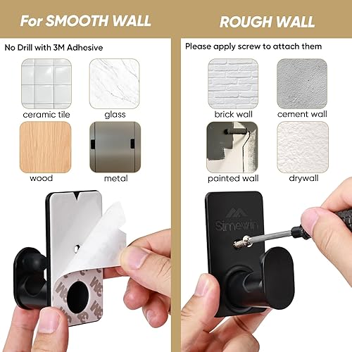 Miniatura 5 de Soportes para barra de cortina sin taladrar sin taladrar Adhesivo 3M mejoradoGanchos para barra de cortina aptos para inquilinos sin clavos,