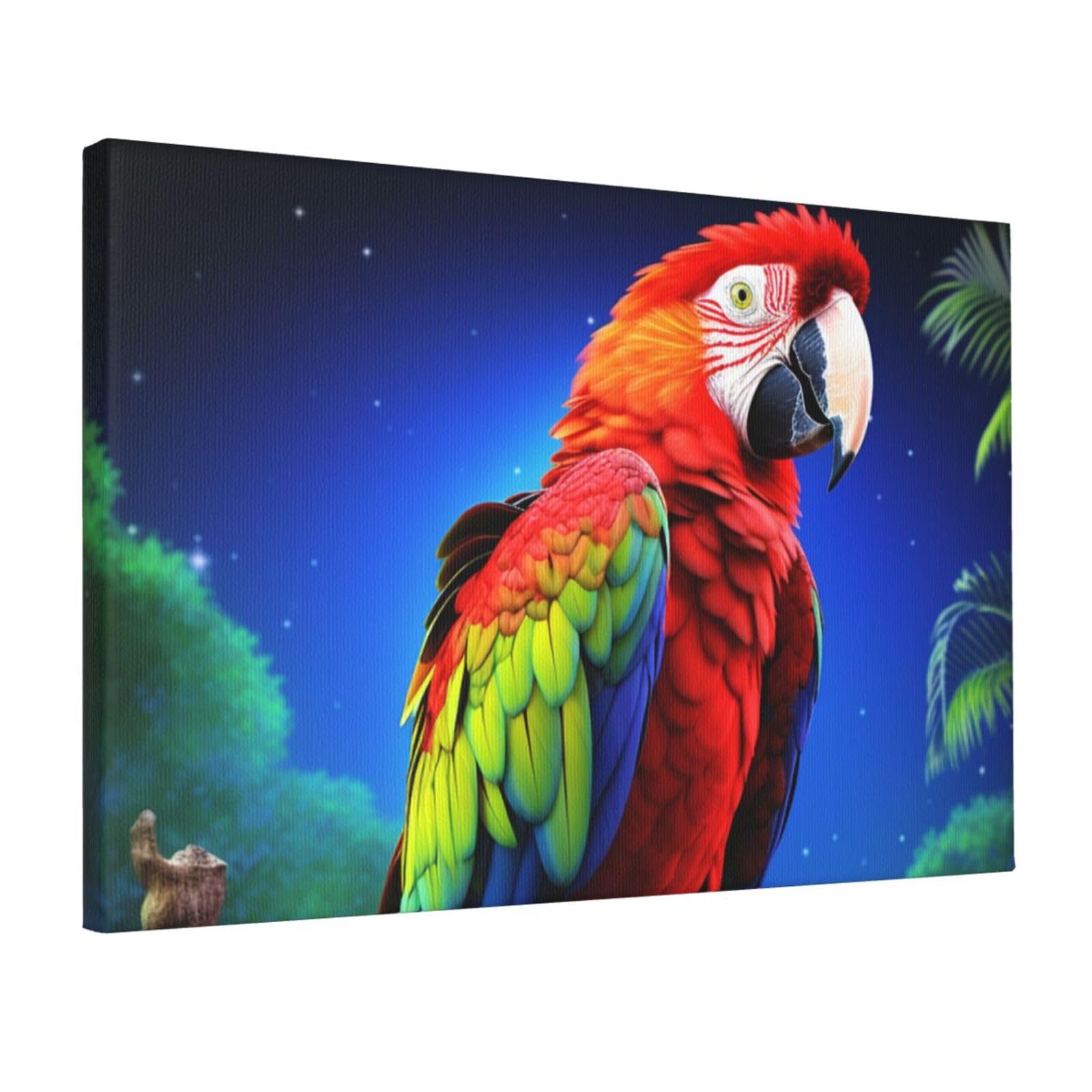 DWVTSLH Parrot Poster Paintings Canvas Wall Art Bedroom Prints Home Decor Hanging Picture Modern Home Artworks Aesthetic for Living Room Office Wall Decor 12x18in Unframed