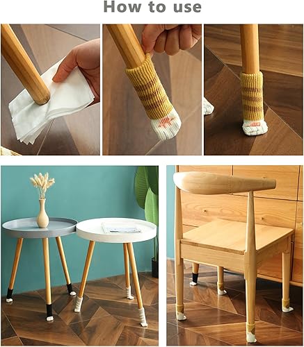 Miniatura 4 de WAFJAMF 24 calcetines para patas de muebles de pata de gato, protectores de suelo para patas de silla para evitar arañazos, se ajustan a patas