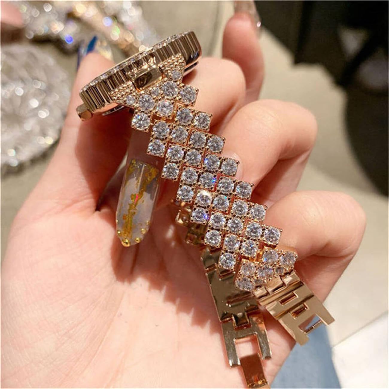 Damski elegancki zegarek kwarcowy z małą tarczą z diamentową bransoletką zestaw zegarków na rękę