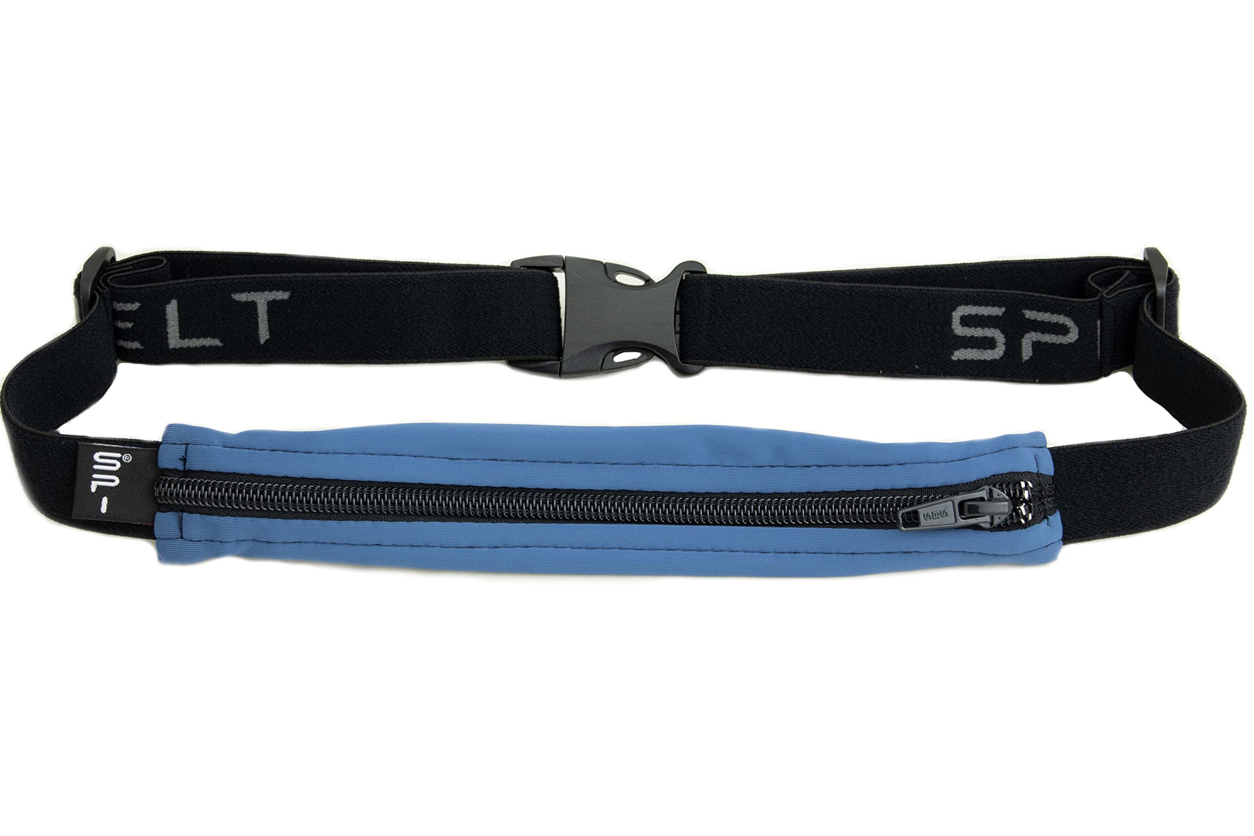 SPIbelt Ceinture de Course avec Grande Poche Unisexe, Porte-téléphone pour Course à Pied, Sac Porte-téléphone, Course Anti-Rebond, Extensible, réglable, Bleu Acier, Taille Unique