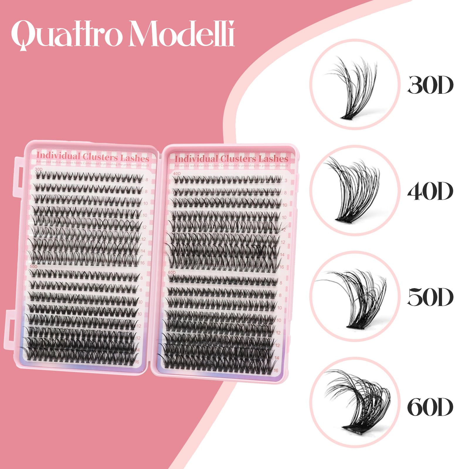 VEGCOO 640 Pezzi Ciglia Finte Extension Ciglia, 30D-40D-50D-60D Curl Ciglia Finte Ciuffetti, 8-16mm Kit di Extension per Ciglia, DIY Eyelash Extension per Ragazze e Donne Principianti