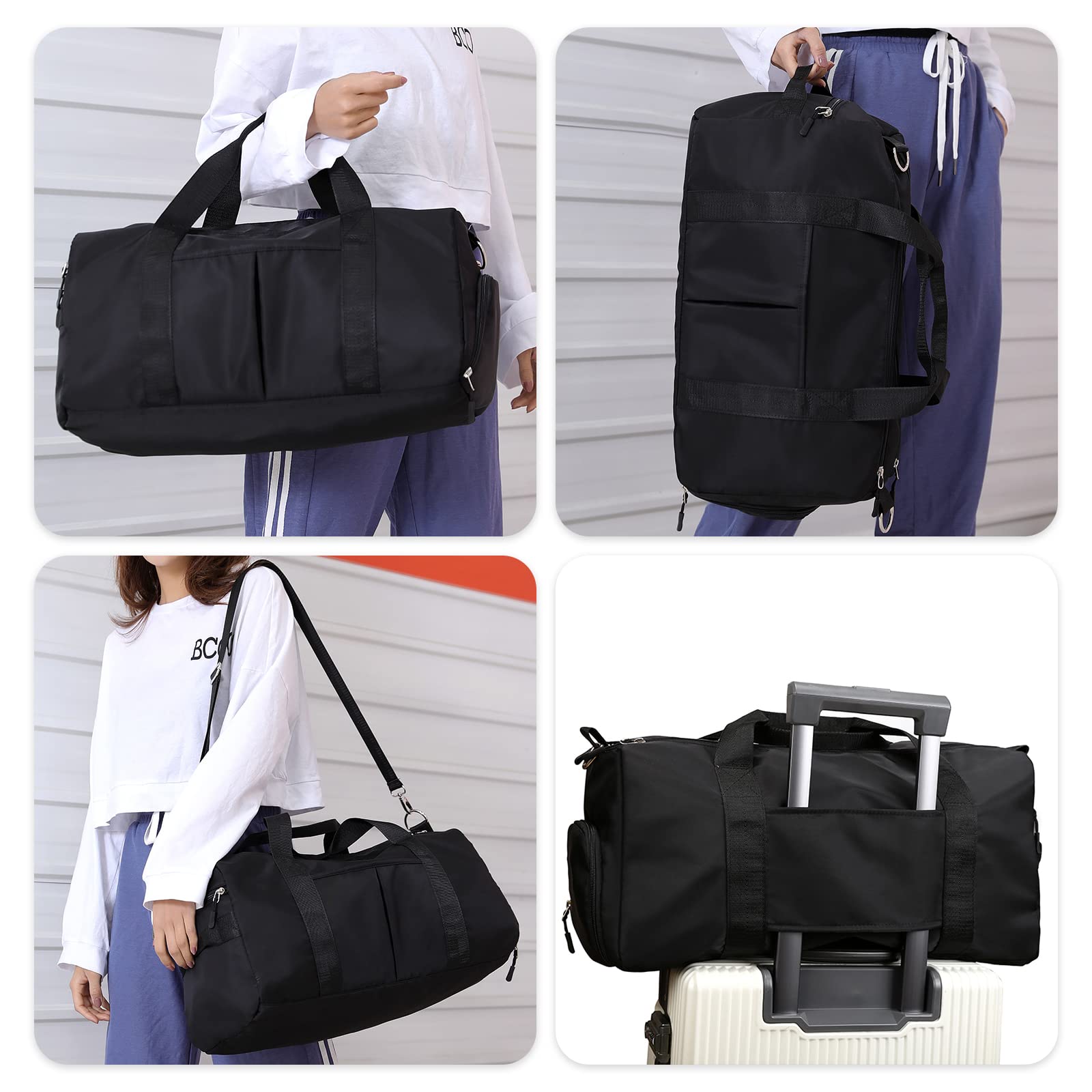 Borsa Sportiva da Donna Borsone da Viaggio Grande Borsa da Palestra con Scomparto per Scarpe Tasca Bagnata Sportiva Tote Gym per Palestra Viaggio Nuoto Rosa