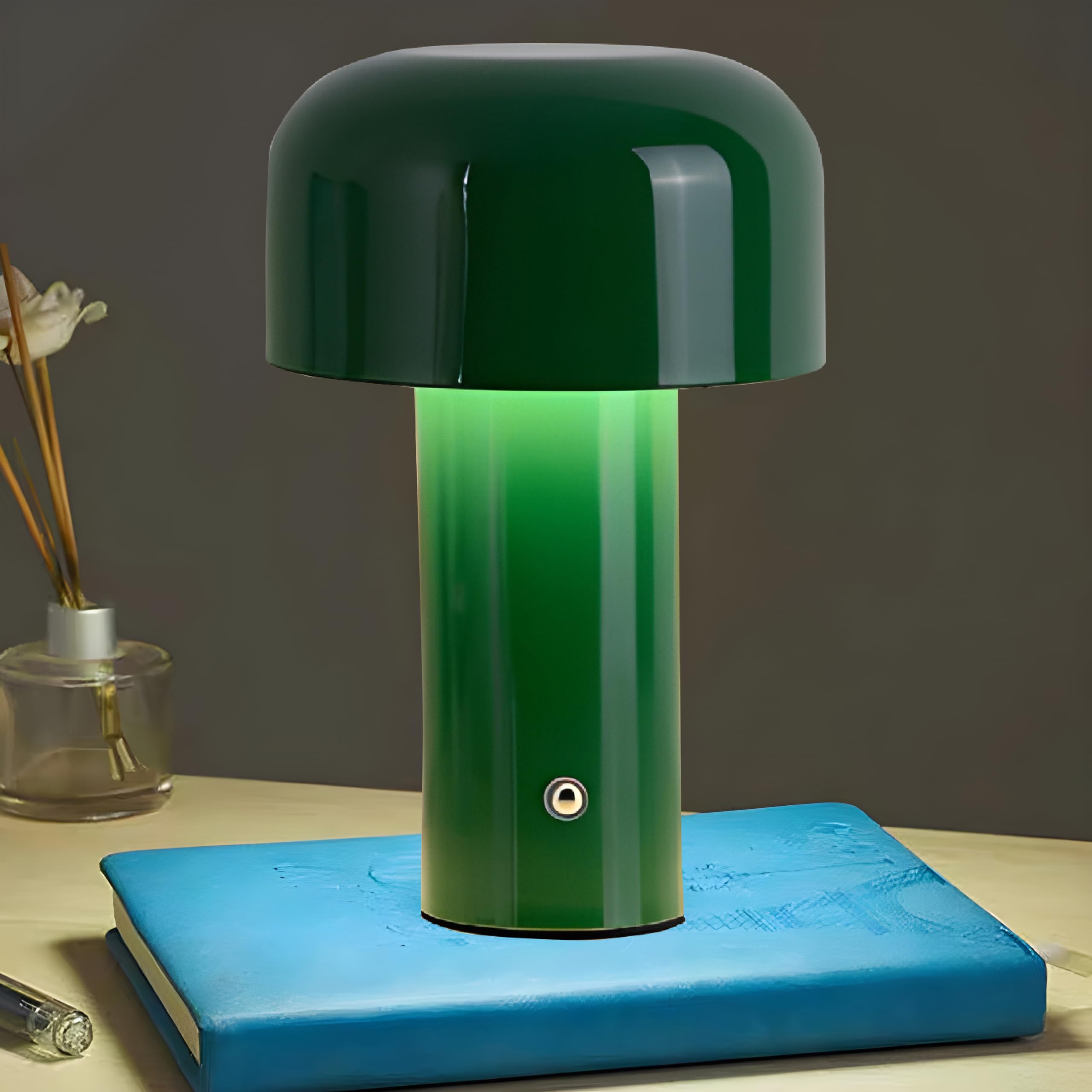 HSKJTT Lámpara De Mesa con Forma De Seta, Lámpara De Escritorio LED Inalámbrica Y Regulable Luz Nocturna Recargable por USB Lámparas De Noche