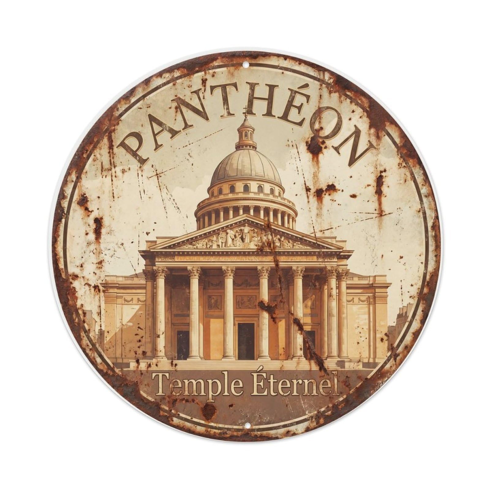 Fqnyr Style Vintage Travel Pantheon Ancient Roma Metal Tin Sign