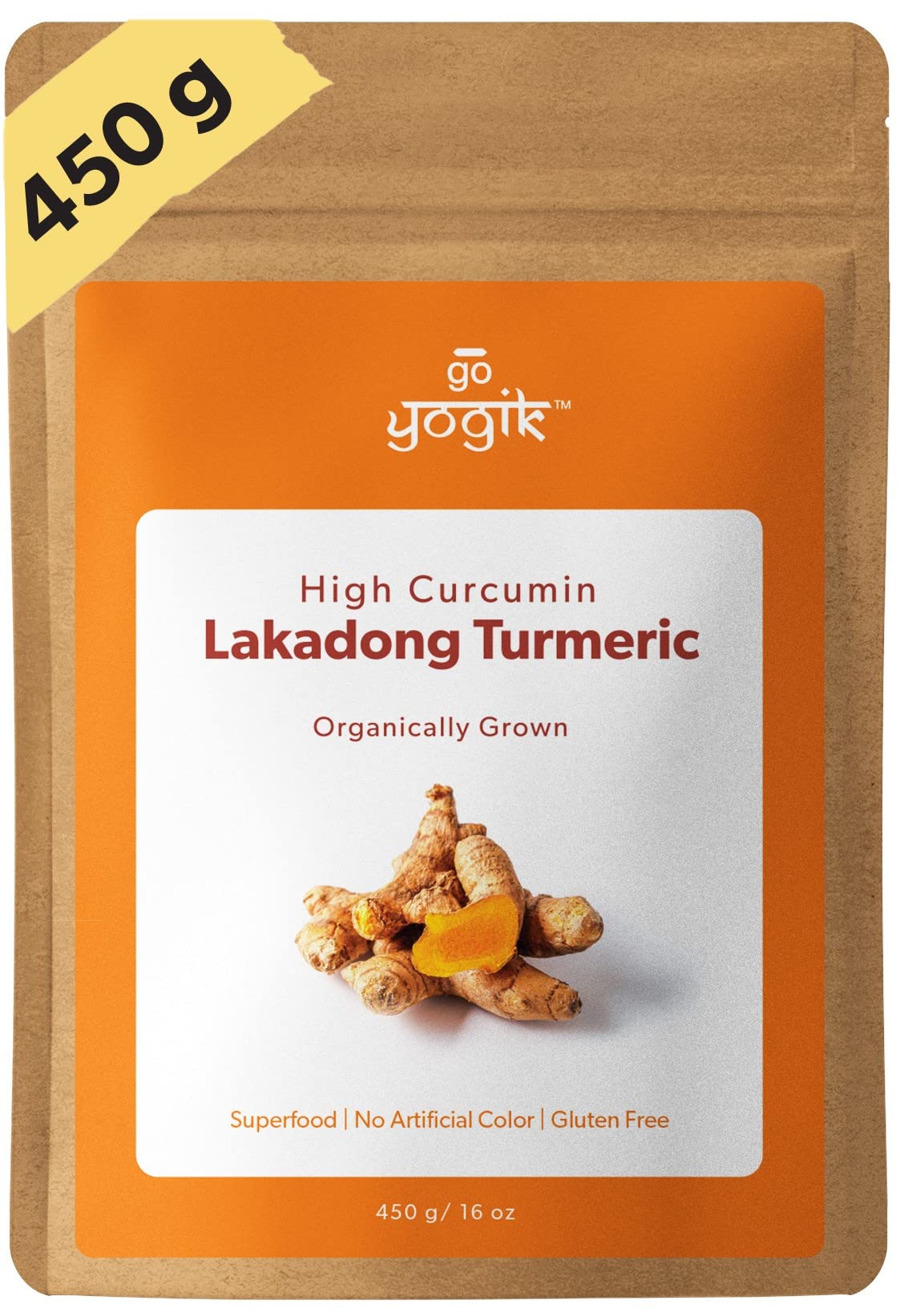 Go-Yogik Lakadong Turmeric powder - [450g ] 9% curcumin -Lab Tested
