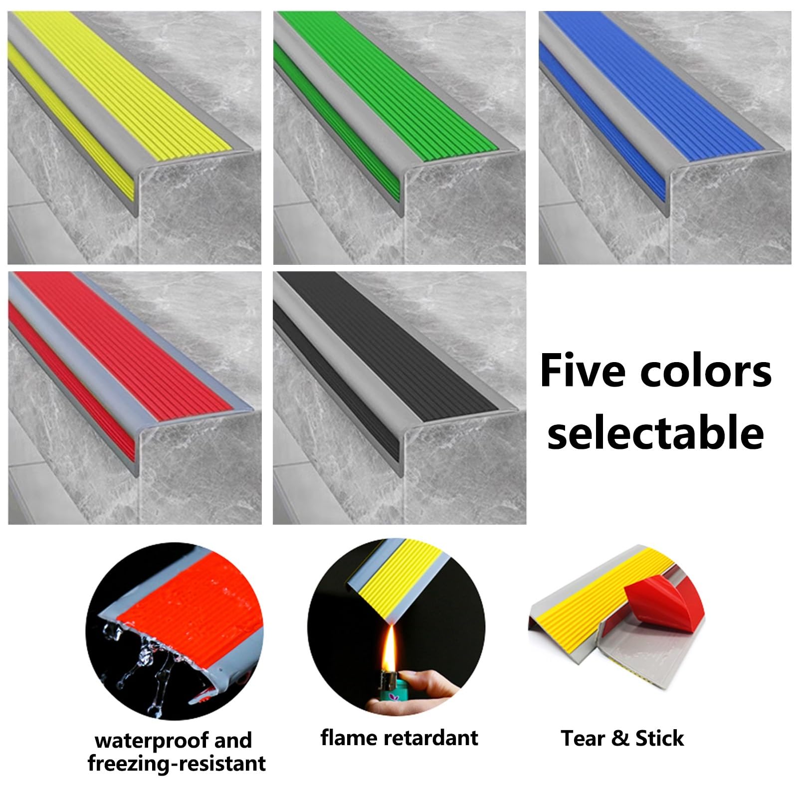 Borde De Escalera De Goma De PVC, Borde De Peldaño Antideslizante, Tira De Vinilo Autoadhesiva Para Bordes De Escalera De 2 M, Para Peldaños De Interior Y Exterior, Esquina De Gomma Para Cantos(Grayis