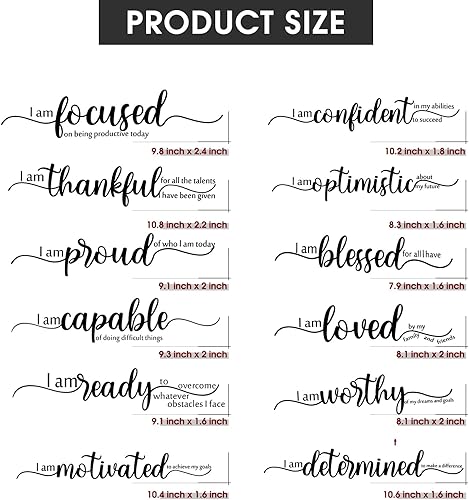 Miniatura 2 de Epakh 2 Sheets Motivational Wall Stickers Decor Black Inspirational Wall Decal Art Inspirational Quote Stickers Vinyl Positive Wallpaper for Living