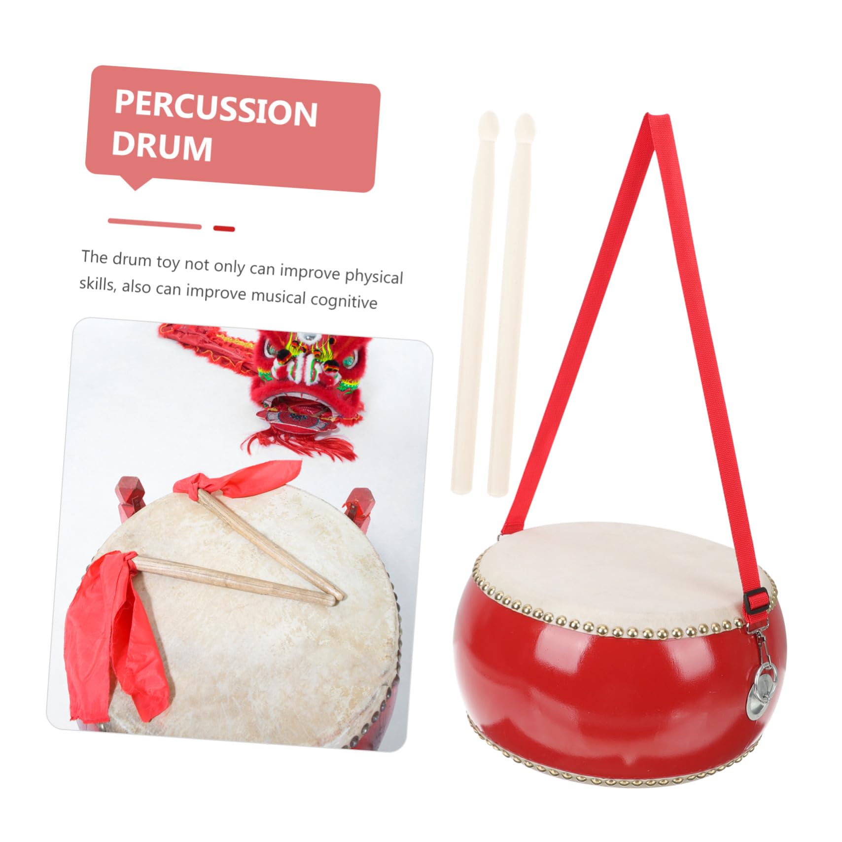 Juguete de Percusión Infantil de Cuero Vaca y Madera con Baqueta