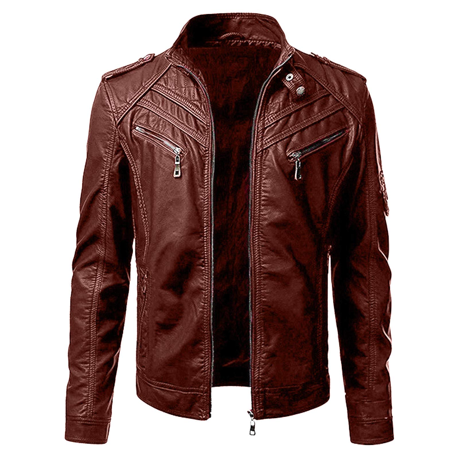 Kobilee Giubbotto Pelle Uomo Elegante Bomber Vintage Moto Giubbino Leggera Aviatore 4 Stagioni Invernale Motociclista Marrone Giacca Biker Taglie Forti