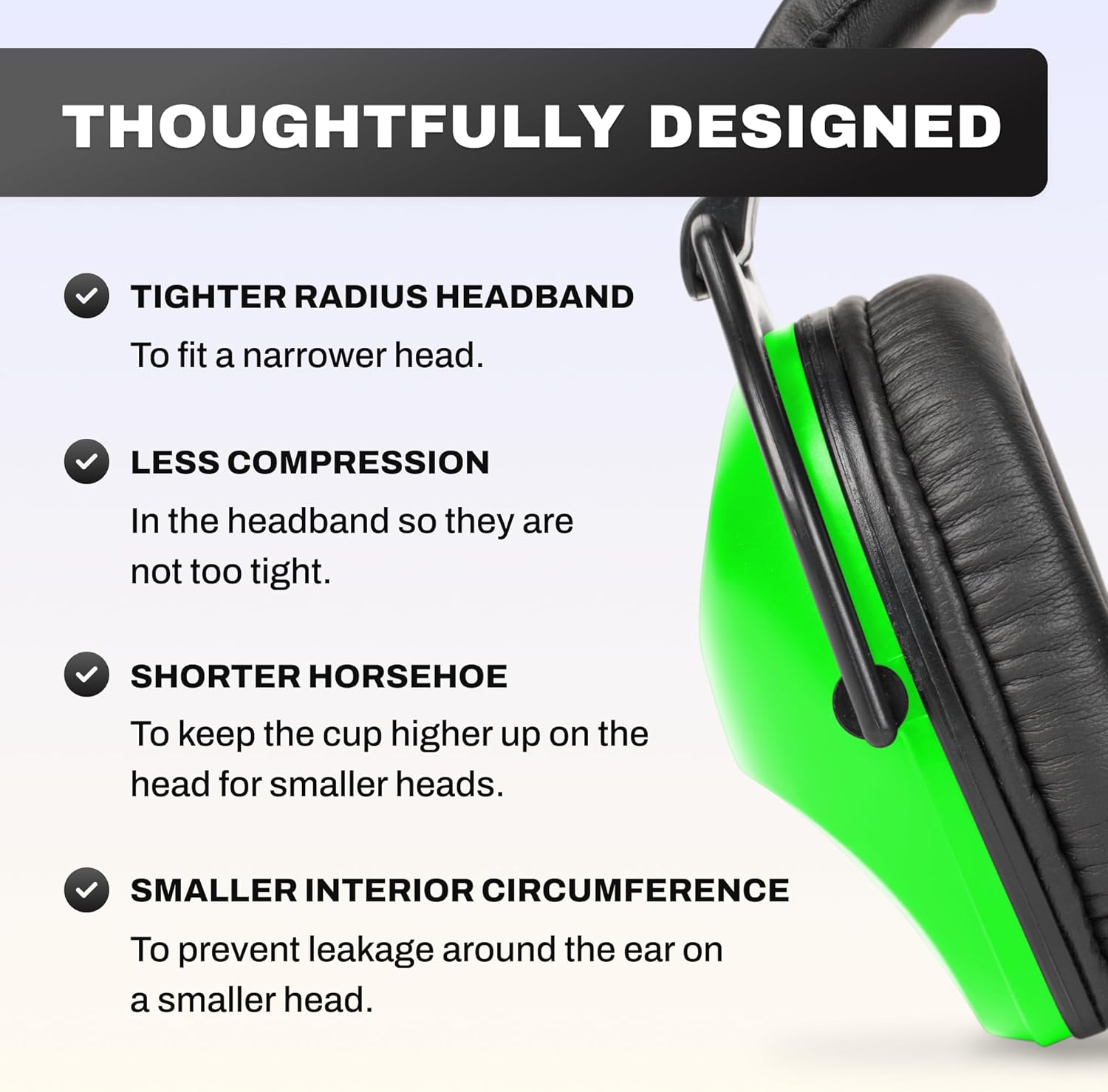 Pro Ears ReVO Passive Ear Muffs, Perfect for Children & Adults with Smaller Heads, NRR 25, Comfortable Fit w/Proform Leather Cushions, Ideal for Hunting, Concert, Racing, USA-Made, Zombie