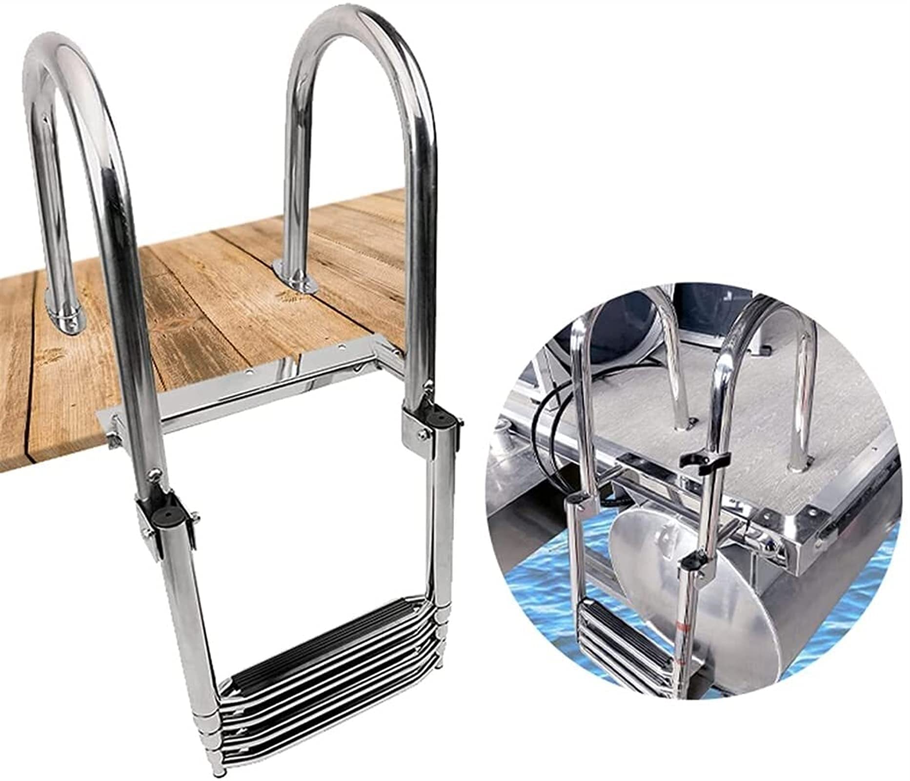 Buy FZYE Foldable Pontoon Boat Ladder, Stainless Steel 4 Steps, Shower