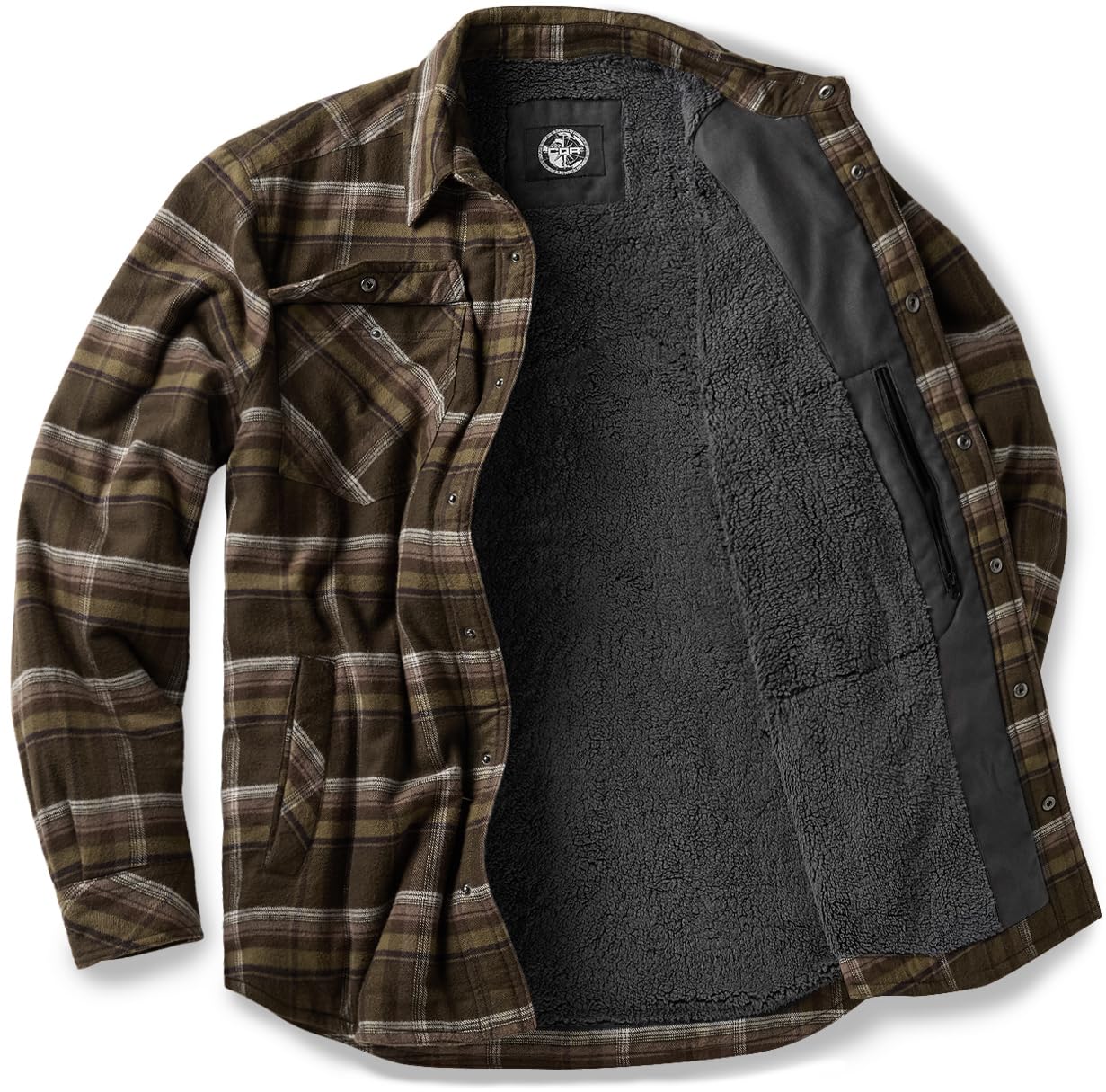 CQR Men's Flannel Shirt Jacket Long Sleeve, Winter Warm Outdoor Casual Plaid Jacket Coat with Pockets