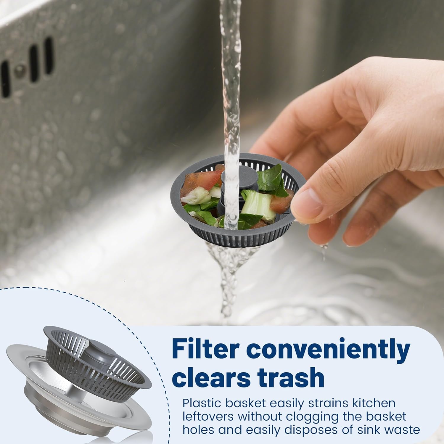 3 in 1 Kitchen Sink Drain Strainer Stopper