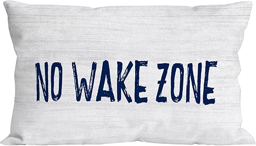 Funda de almohada náutica con cita divertida sin Wake Zone de 12 x 20 pulgadas, decoración de casa de lago, aventura, granja, porche, sofá, cama,