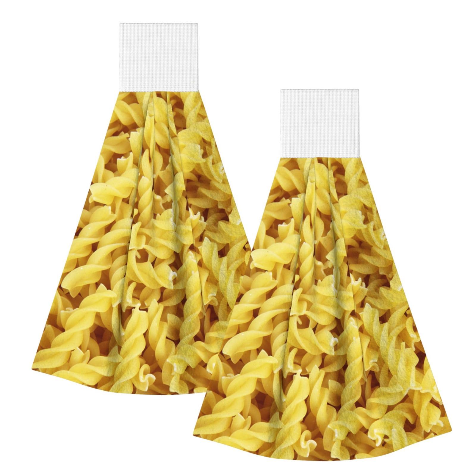 DOPKLNA Spaghetti, 2 Pcs Hanging Coral Fiber Hand Towels for Bathroom, Absorbent Kitchen Towels