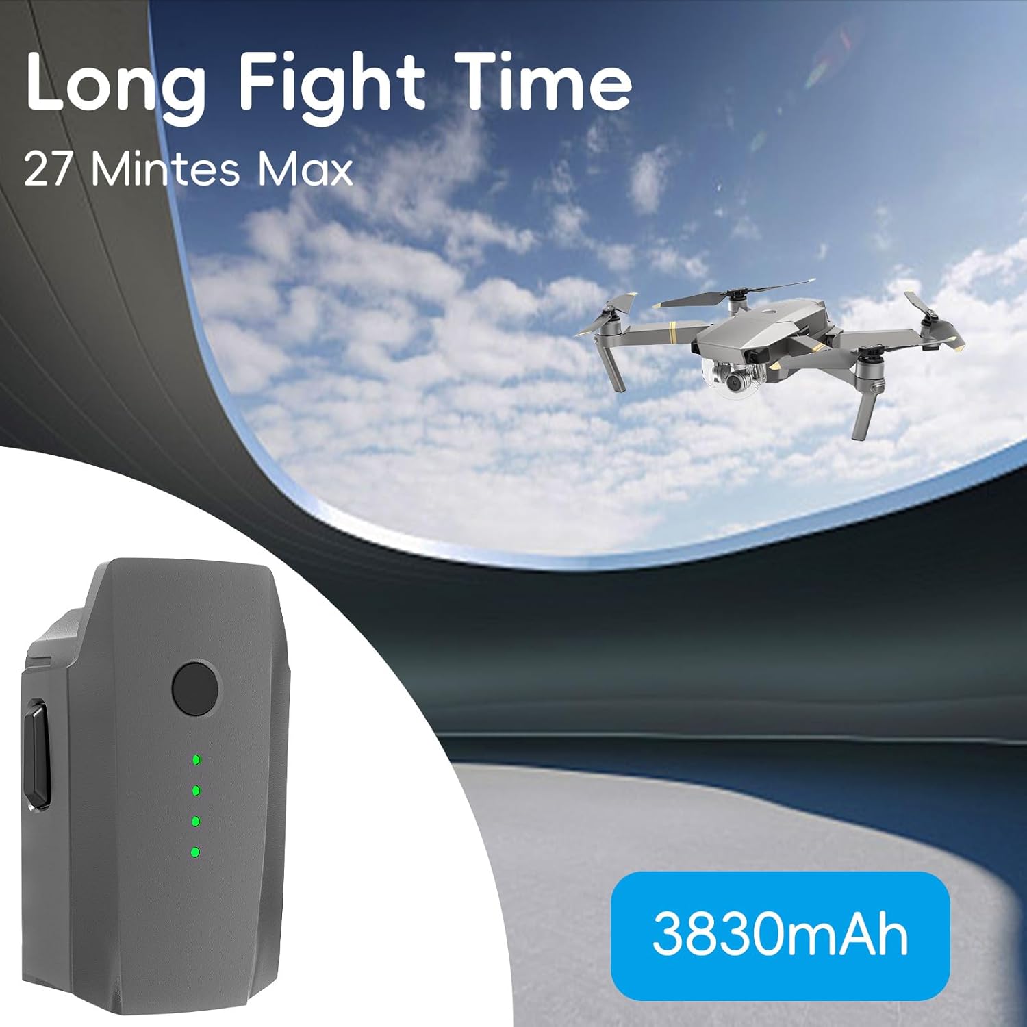 Mavic Pro Battery 2-Pack, 3830mAh 11.4V Intelligent Flight Battery, Compatible for DJI Mavic Pro, Mavic Pro Platinum, Mavic Pro White Drone - Image 3