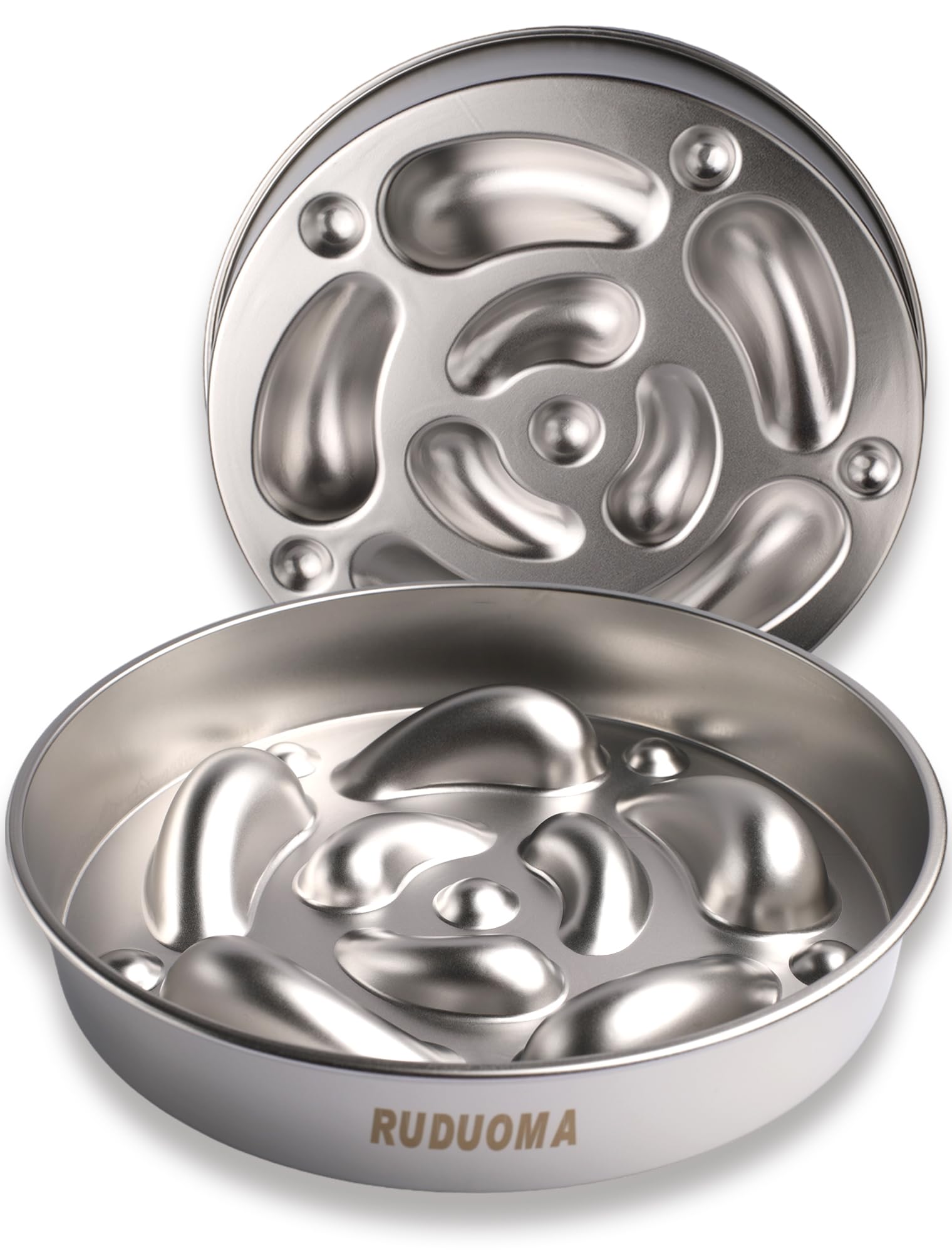 Stainless Steel Dog Bowls for Brachycephalic Breeds,Gentle Slow Feeding Design,Moderately Slow Down Eating Pace,Non-Slip,2.5 Cups Capacity Metal Bowl for Medium Dogs