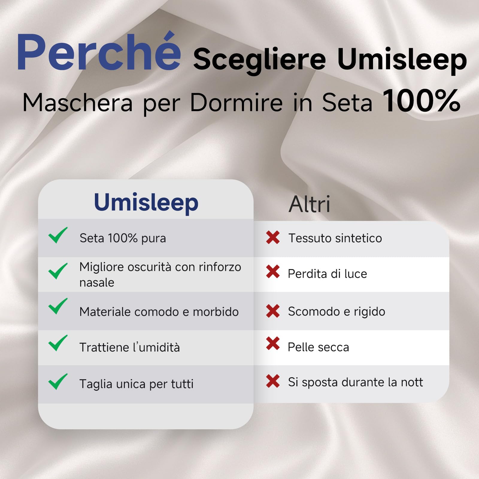Umisleep 100% pura seta maschera, 22 momme 6A, morbida e liscia, traspirante, per donne e uomini, migliore tenuta della luce, con custodia da viaggio, Maschera per gli occhi regolabile (Rosa)