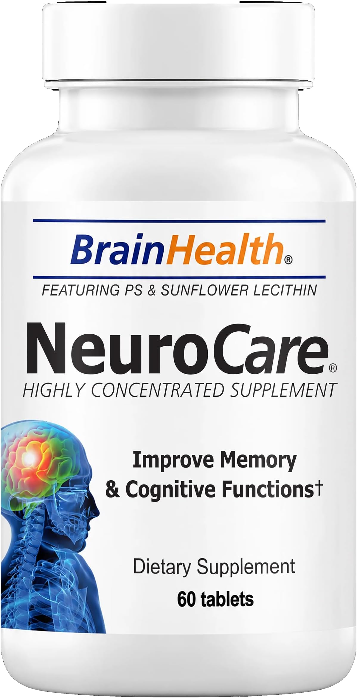Neuro Care Nootropic Brain Health Supplement, Highly Concentrated Memory Booster Enhanced Mental Focus, Cognition, Memory, Concentration and Clarity, 100% Natural Dietary Supplement - 60 Tablets