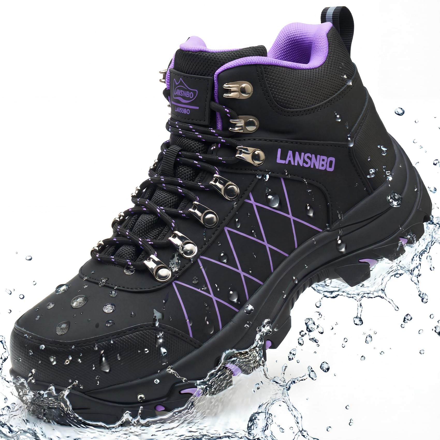 LANSNBO Waterproof Steel Toe Boots for Women Wide Width Non Slip Work Shoes Lightweight Slip Resistant Safety Toe Sneakers Indestructible Construction