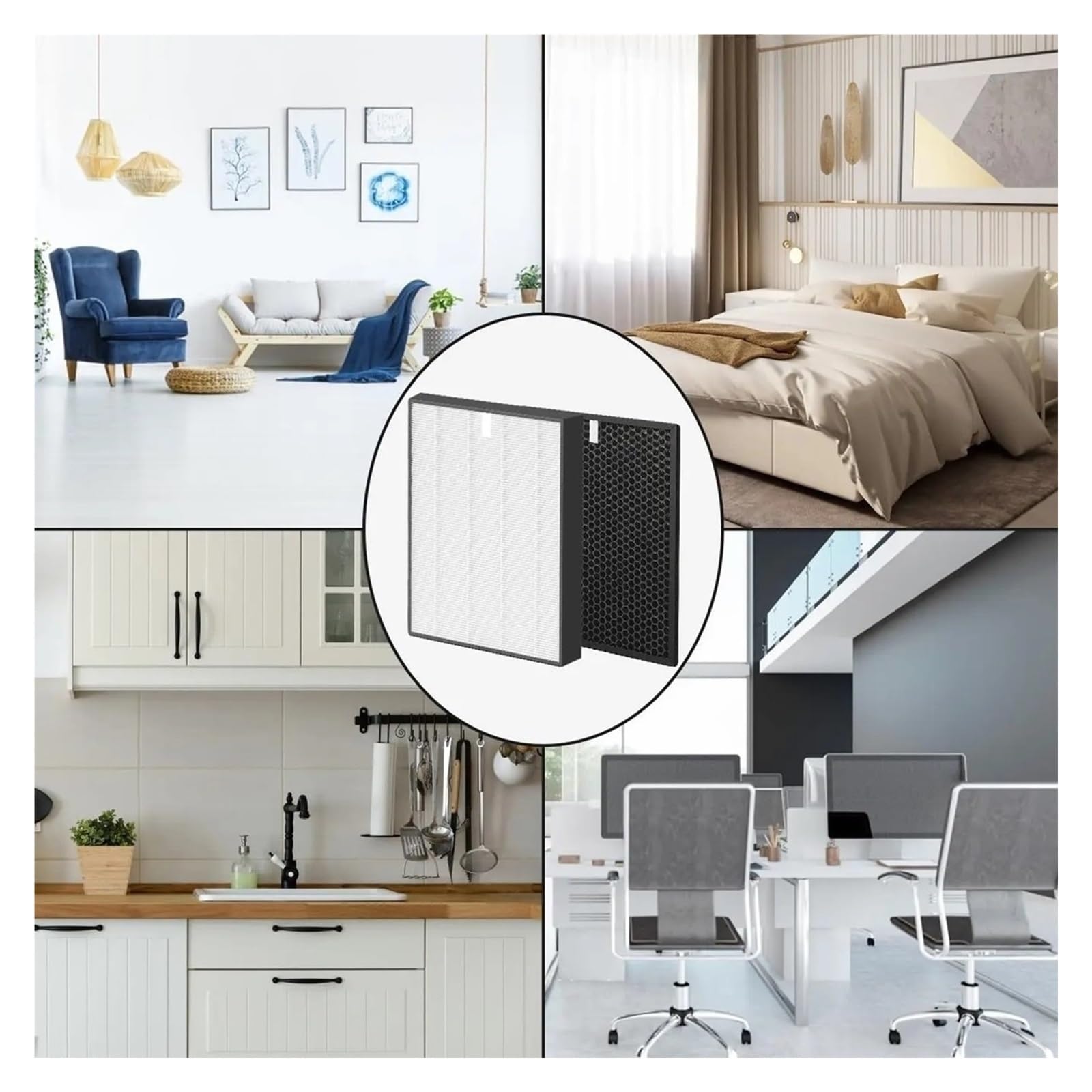 Filtro HEPA, Compatible With TaoTronics, For TT-AP003, Paquete De 2 5 En 1 | Elemento filtrante purificador de aire de repuesto, pieza de olor for eliminación de polvo de carbón activado
