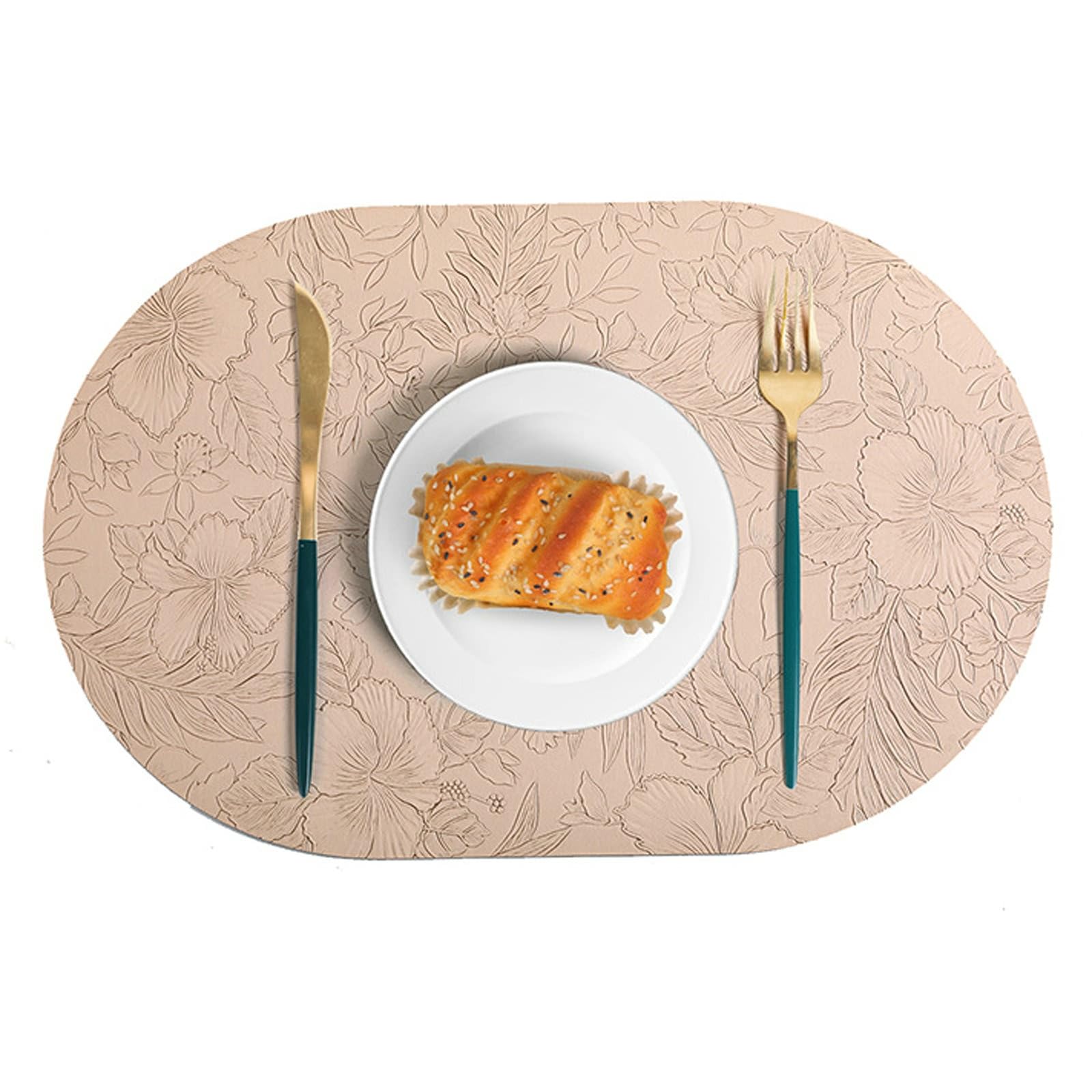 AMDXD Lot de 8 sets de table décoratifs - En cuir synthétique - Ovales - Motif floral - Lavables - Naturels - Carrés - Pour la maison, la cuisine, le restaurant, l'abricot - 30 x 43 cm