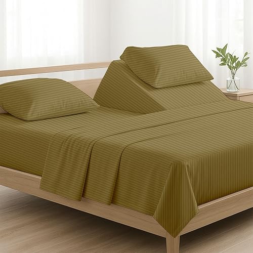 Miniatura 30 de NON Sticky cotton Juego de sábanas Queen de 4 piezas para cama ajustable con números de sueño, sábanas de cama 100% algodón egipcio, cabezal