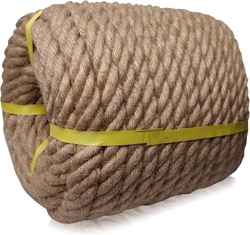 Cuerda de manila trenzada cuerda de yute trenzada de 4 hebras cuerda de cáñamo natural gruesa para manualidades cama oscilante barandilla muelles