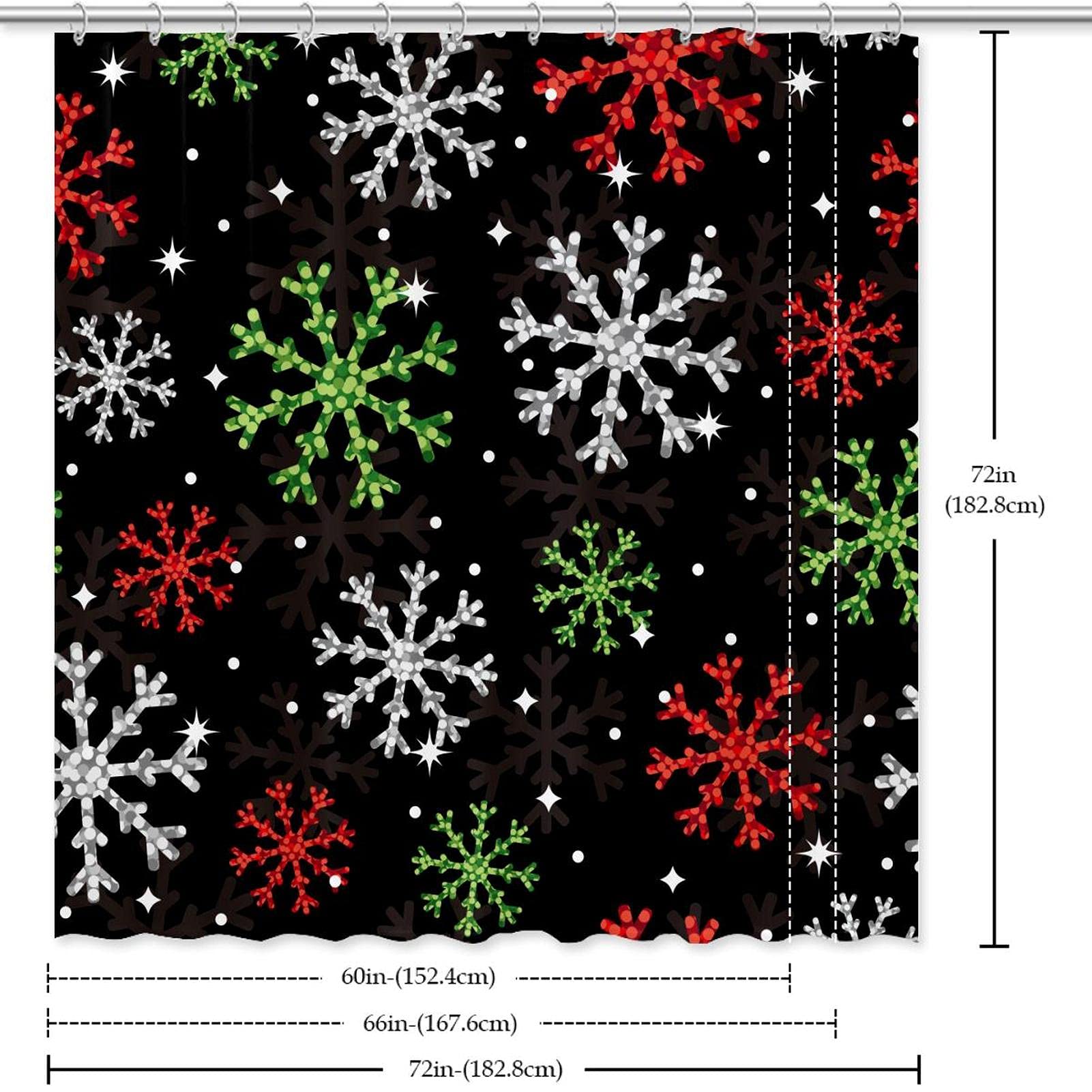 SPXUBZ Duschvorhang Mit Schneeflocken-Muster – Weihnachtlicher Winter-Look Fürs Badezimmer (183x183 Cm)