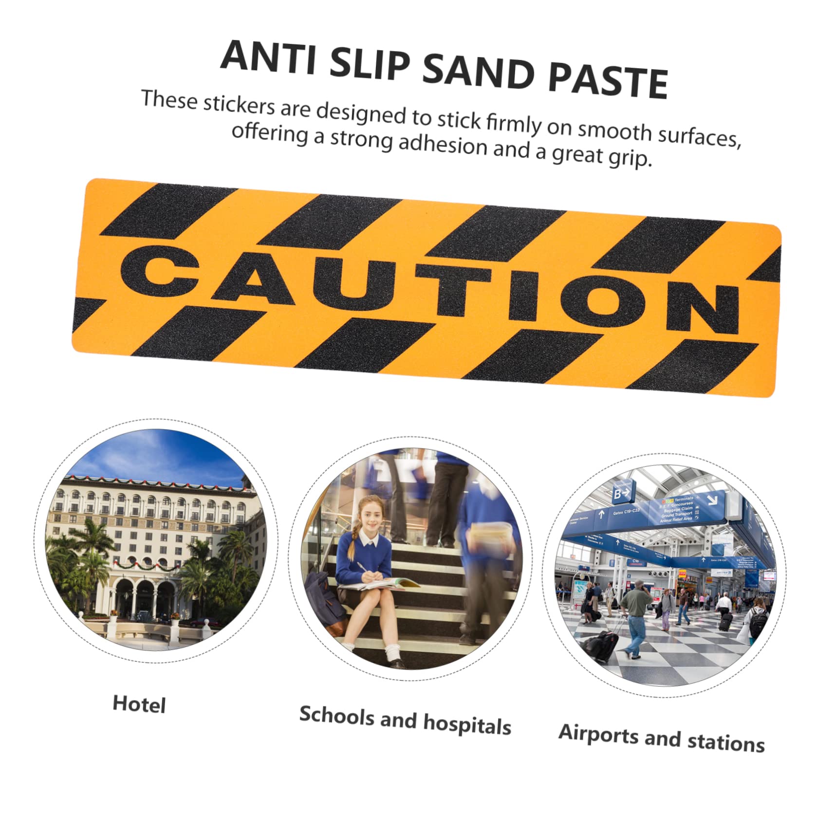 8pezzi Nastro Adesivo Antiscivolo Caution Strisce Di Sicurezza Per Scale e Camminamenti Facile Da Installare Alta Adesività Design e Resistente Per Superfici Lisce