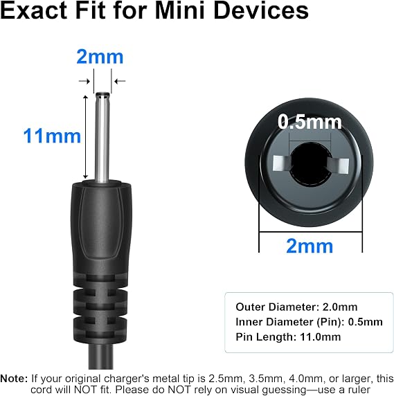 PChero USB to DC 2.0mm Charger Charging Cable for Mini S530 Smallest Invisible Wireless Bluetooth Earbuds Earphones Headphones Headset and Bluetooth Shower Speaker | for Mini S530 Smallest Invisible Wireless Bluetooth Earbuds Earphones Headphones Headset and Bluetooth Shower Speaker