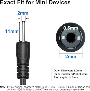 PChero USB to DC 2.0mm Charger Charging Cable for Mini S530 Smallest Invisible Wireless Bluetooth Earbuds Earphones Headphones Headset and Bluetooth Shower Speaker | for Mini S530 Smallest Invisible Wireless Bluetooth Earbuds Earphones Headphones Headset and Bluetooth Shower Speaker
