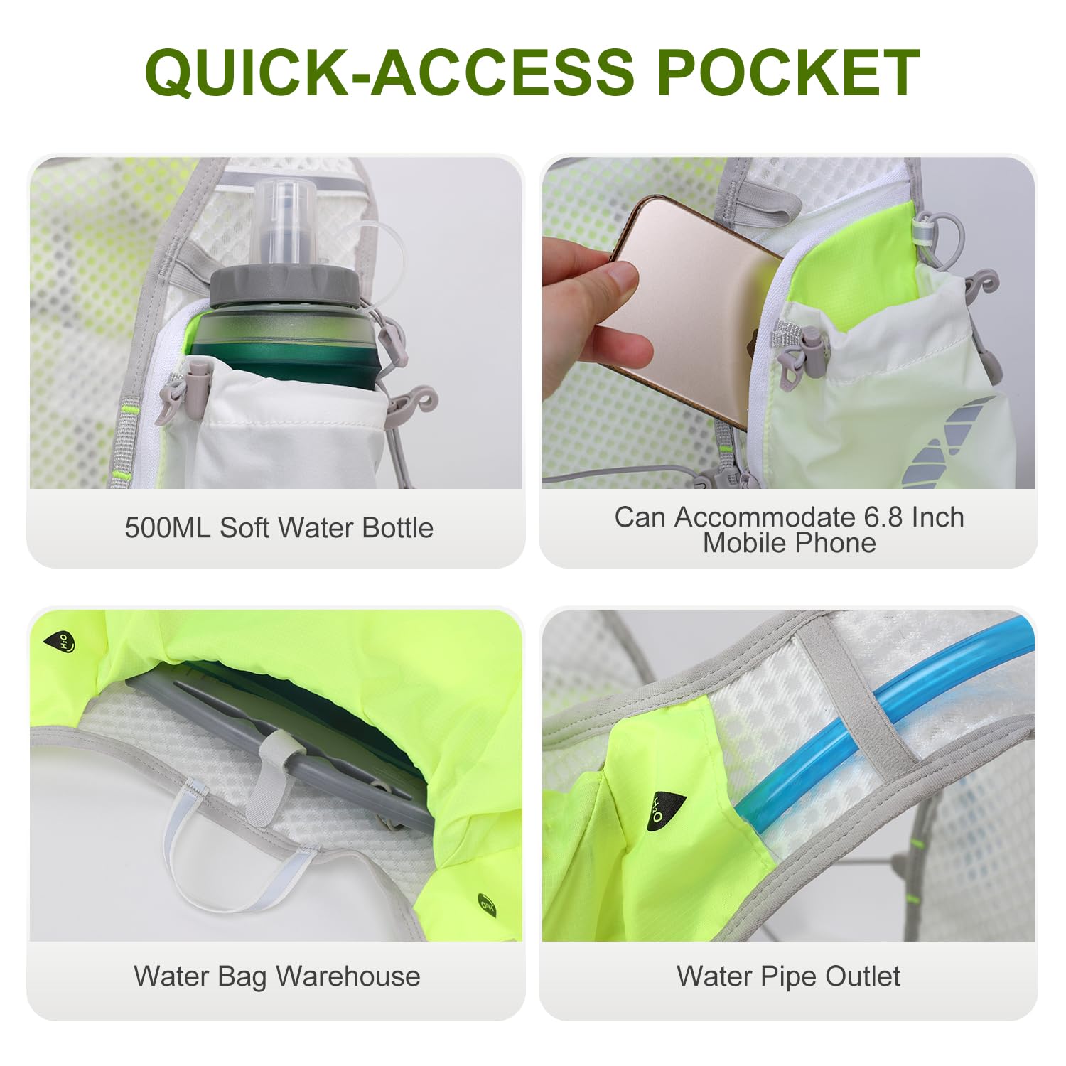 IX INOXTO Trinkweste, Rucksack, leichter Wasserrucksack mit 1,6 l Wasserblase, Tagesrucksack für Damen und Herren, verstellbare Laufweste, für Trailrunning, Wandern, Radfahren, Rennen, Marathon