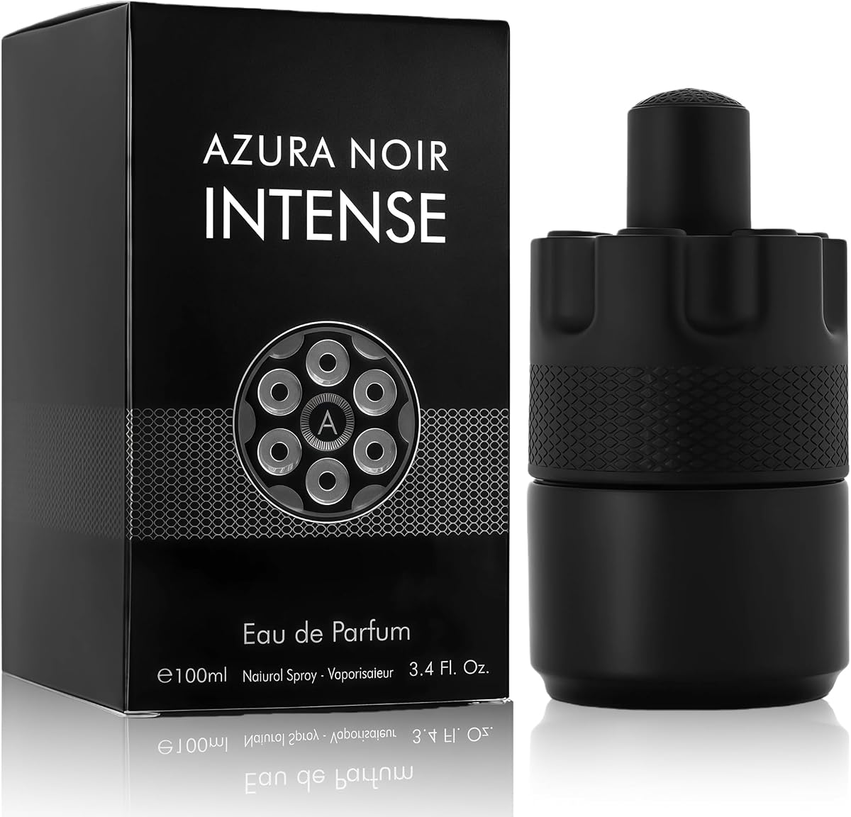 A CENTER Azura Noir Intense Men's Eau de Parfum 3.4 fl oz Premium Cologne | Collection Cardamom & Bourbon Vanilla Scent Gift Long Lasting Vegan Fragrance Spray