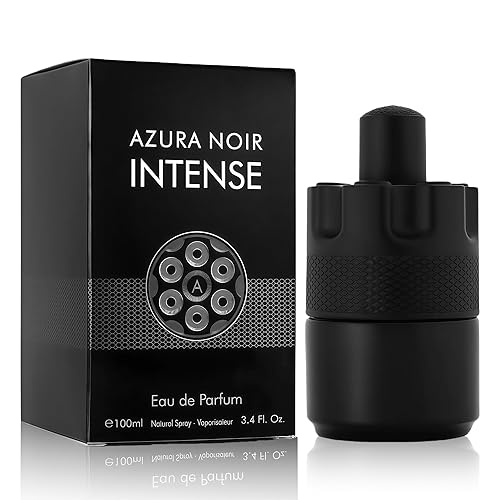 Azura Noir Intense Eau de Parfum para hombre, 3.4 onzas líquidas, colección de colonia premium, aroma de cardamomo y vainilla de Bourbon, regalo en