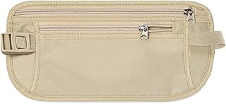 Secure Travel Money Belt, Anti-Theft Passport Holder Travel Wallet for Men Women, Hidden Under Clothes Belt Wallet, Security Travel Pouch, Waterproof Waist Bumbag for Money, Cards and Keys