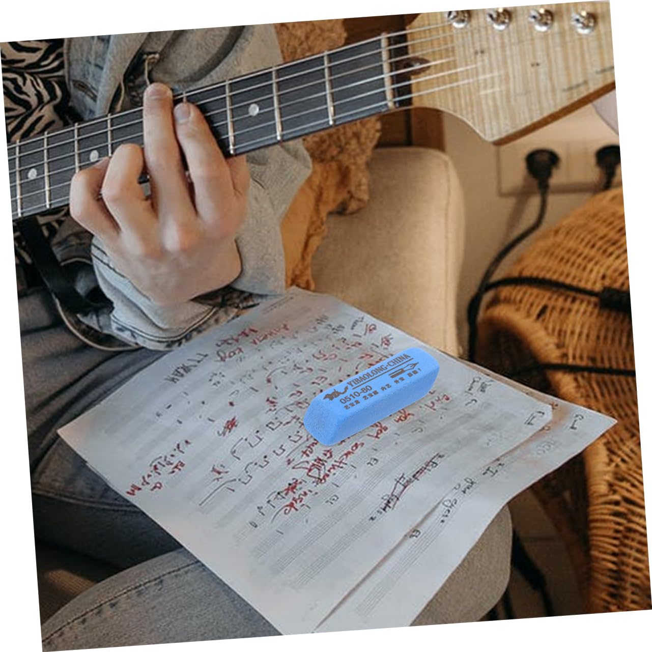 HEMOTON 12Pcs Guitar Fret Polish Tools Kit Durable String Care Erasers for Cleaning Guitar Bass Easy to Use Compact Design for Musicians Guitar Enthusiasts