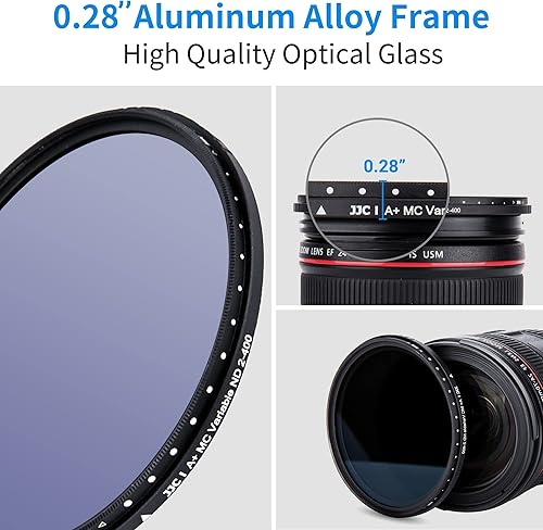 Miniatura 6 de JJC Filtro de densidad neutra variable de 2.283in ND2 a ND400, filtro delgado Fader ND para Canon Rebel T8i, T7i, T6i, T7, T6, EOS 90D, 80D, 77D con
