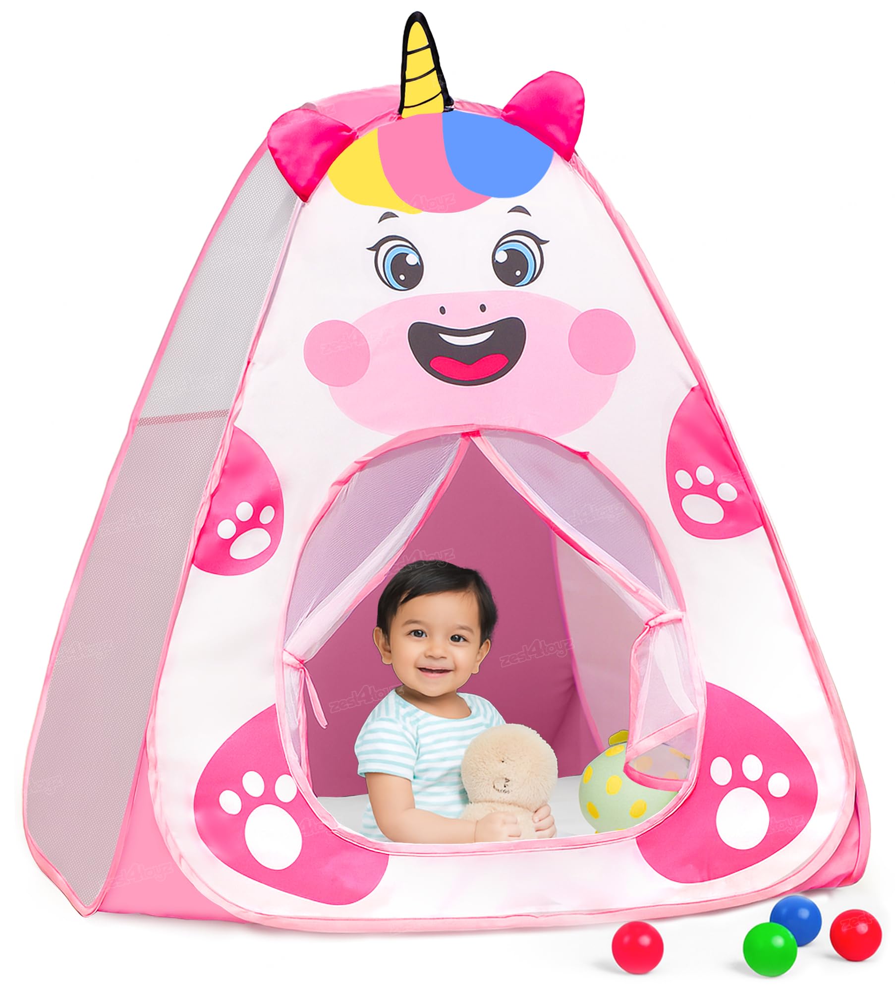 Zest 4 Toyz Popup Tent House for Kids Play House Foldable Tent House for Boys & Girls Easy to Set Up Baby Tent House 3 to 5 Years (Balls Not Included) - Pink-image-29